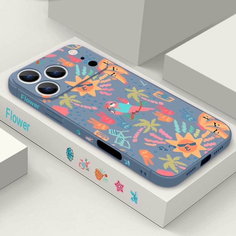 For iPhone 17 Pro Max Case Colorful Cartoon Pattern Soft Silicone Lanyard Cover For iPhone 16 Pro Max Cover iPhone 15 14 13 12 11 16E Air