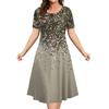 Fashionable and elegant women's dress short sleeved O-neck casual vacation party dress 3D printed A-line dress