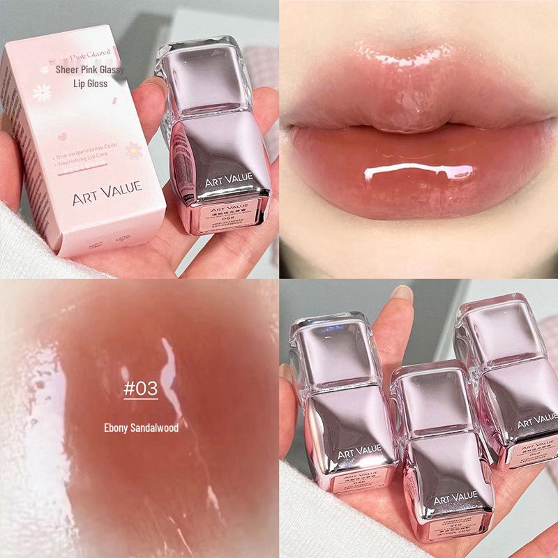 

Art Value Розовый мерцающий зеркальный блеск для губ: Стойкая, придающая объем, омолаживающая помада для весны/лета. 4.5g