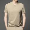 Men’s Summer 2025 V-neck Single-button Short Sleeve Breathable T-shirt