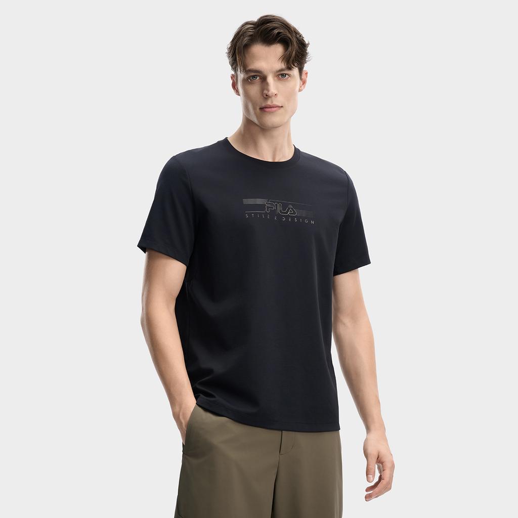 Fila White Minimalist Fashion Classic Basic Casual Sports Versatile Comfortable Short Sleeve T-Shirt Men T-Shirts Legendary-Blue F11M613102FNV