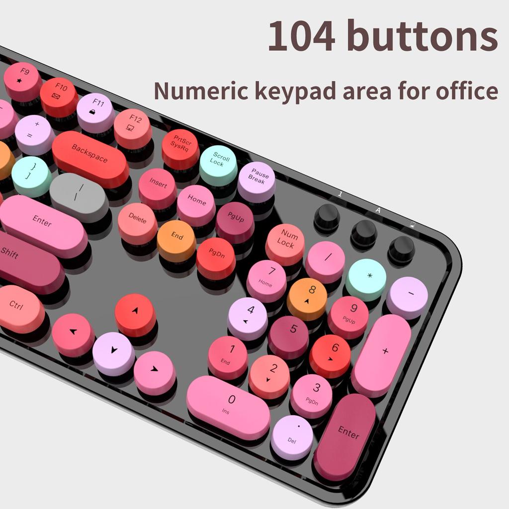 MOFII SWEETWireless Keyboard and Mouse Combo,2.4G Plug and Play Wireless Typewriter Keyboard and Mouse Set for Windows, Desktop