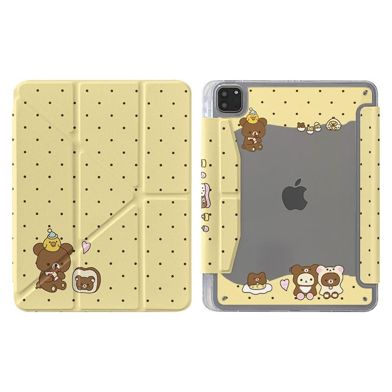 Cartoon Bear Tri-Fold IPad Case With Pen Slot 10th Gen Air 8 7 6 5 Y-Clasp Smart Cover