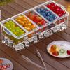 Set de Servire Bar de Taco-uri pentru Petrecere Organizator Răcit cu Gheață pentru Condimente cu 5 Compartimente Detașabile Tavă de Servire Garnituri pentru Picnic Camping