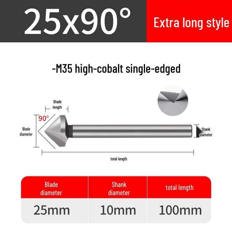 Cobalt Titanium-Plated Chamfering Drill for Stainless Steel - Single/Triple-Edge Countersink & Deburring Tool.