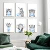 Blue Bubble Elephant Giraffe Poster Print Animal Nursery Wall Art Canvas Painting Child Picture Kids Baby Room Decoration Nordic