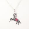 Natural Pink Rubellite Gemstone 925 Sterling Silver Jewelry Dainty Pendant 1.8" CP-20-10