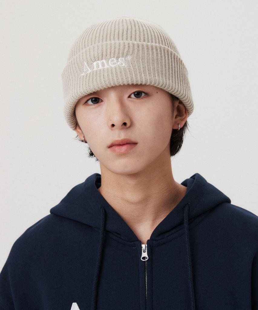AMES-WORLDWIDE Basic Logo Beanie Beige