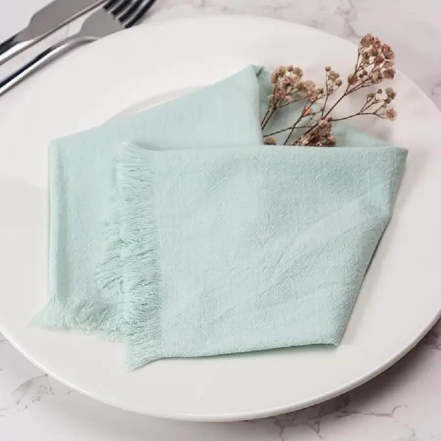 50 Peças Guardanapo de Mesa Algodão Verde Sálvia Gaze Toalha Rústico Páscoa Suprimentos para Casamento Decoração e Acessórios para Mesa de Festa de Aniversário