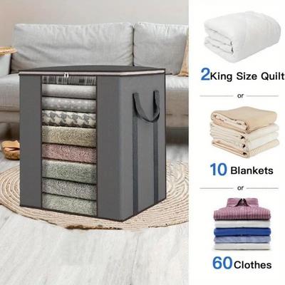 Extra Large Blanket Storage Bags Folding Breathable Clothes Storage Bins Reinforced Handles with Clear Window