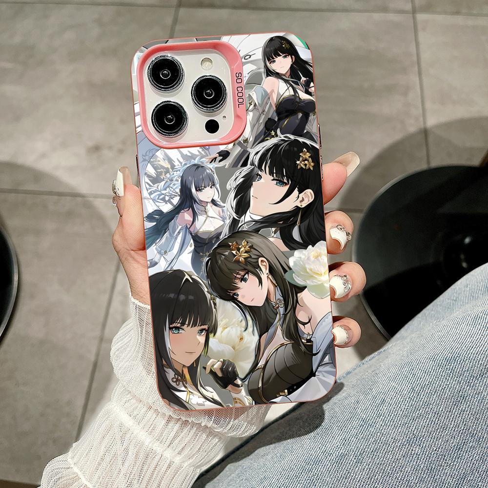 Wuthering Waves Baizhi Phone Case for iPhone 17 16 15 14 13 12 11 X XR XS Air Pro Max Plus Pink Colorful Silver Cover