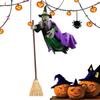 Halloween Props Hovering Witch Lights Prop Fun Costumes Flying Scary Witch Broom Wizard Decor for Garden Yard Lawn Indoor