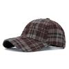 Vintage British Plaid Baseball Cap for Unisex Autumn Winter Outdoor Warm Cap