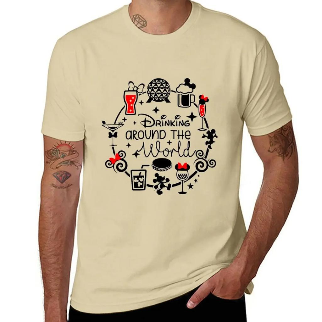 Drinking Around The World T-Shirt summer top anime clothes vintage mens vintage t shirts