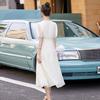 Popular Pink Dress Medium and Long Women's Summer New Waist Popular Beautiful Casual Bubble Sleeve Skirt