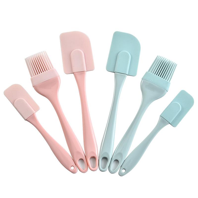 3pcs/set Cream Scraper Diy Bread Cake Butter Spatula Mixer Oil Brush Kitchen Baking Tool Silicone Spatula Non-stick Kitchen