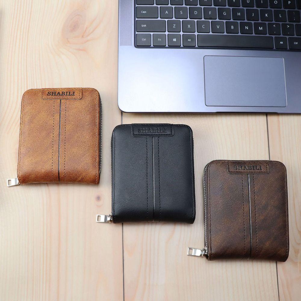 

Multiple Card Slots Men Short Wallet with Zipper Business Coin Purses Casual Card Holder Boy света кофе