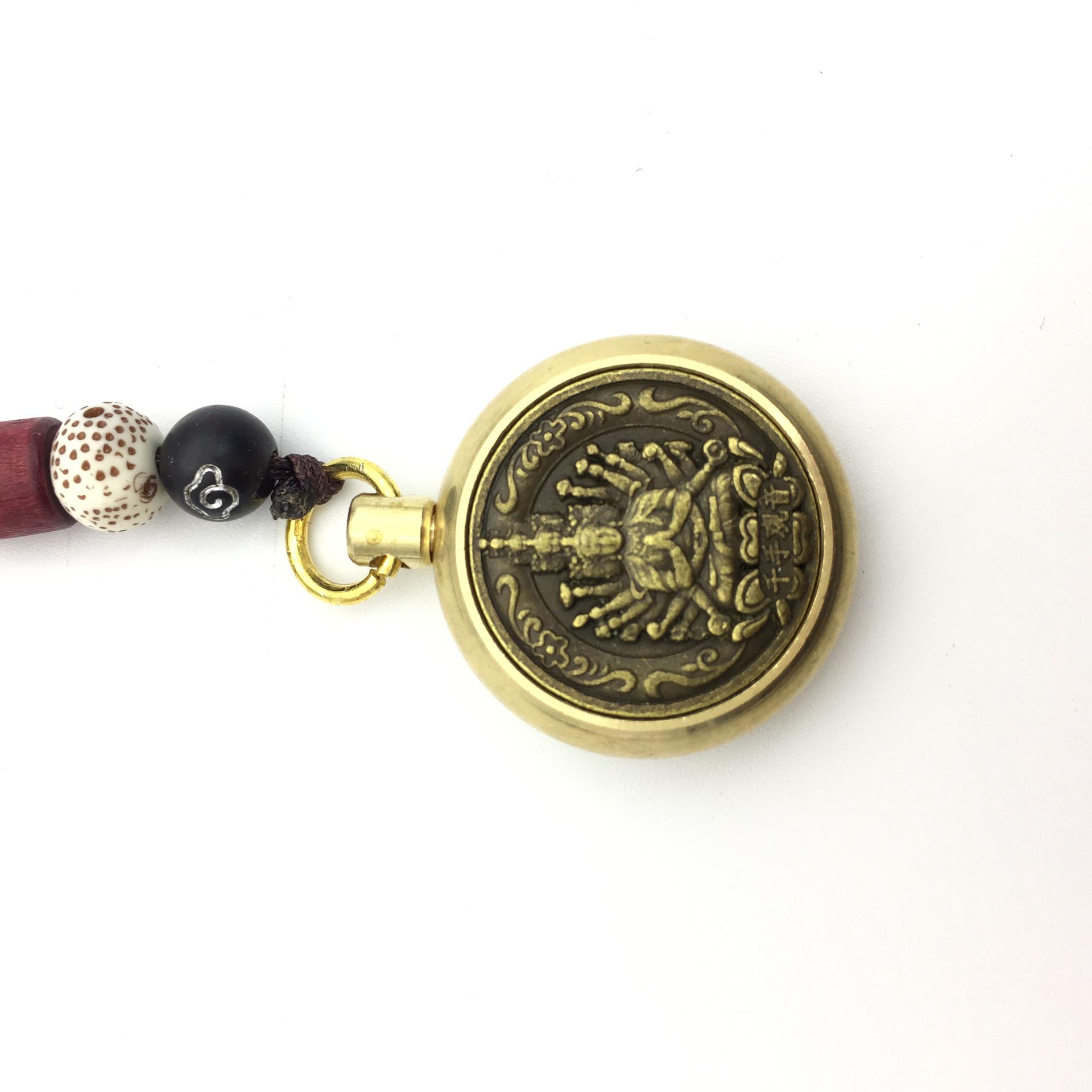 Zodiac Guardian Gods Brass Rotating Keychain with Auspicious Cloud Rope Decor