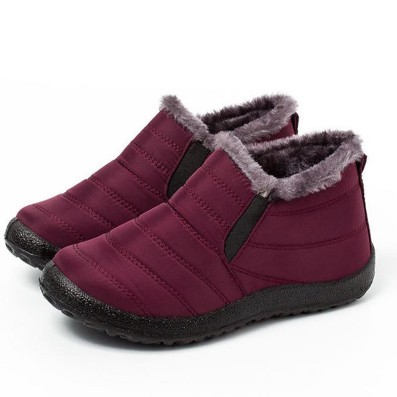 Women Boots Slip On Winter Shoes Women Ankle Botas Mujer Waterpoorf Snow Boots Female Plush Flats Casual Shoes 35-44 WSH4162