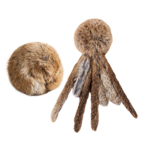 2Pcs Furry Ball Cat Toys Faux Rabbit Fur Cat Kicker Toys Natural Gall Fruit