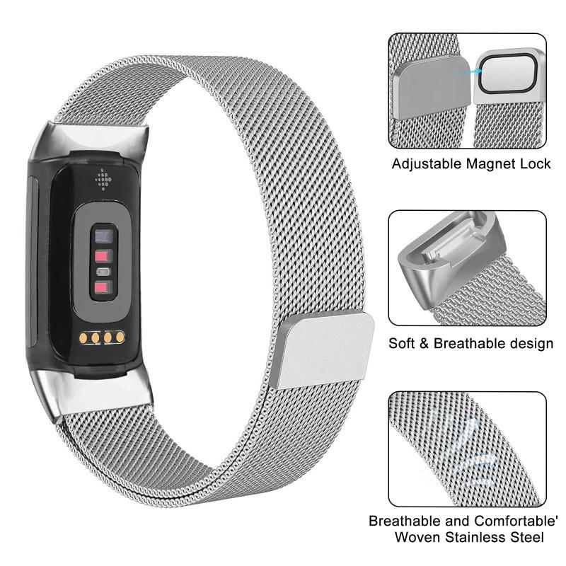 Replacement Stainless Steel Watchband and TPU Shell for Fitbit Charge 6 Wristband for Fitbit Charge5 Accessories
