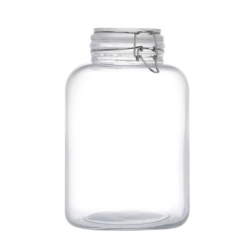 Large Transparent Glass Storage Jar with Lid for Grains, Pickles, Honey, and Tea - Moisture-proof and Airtight