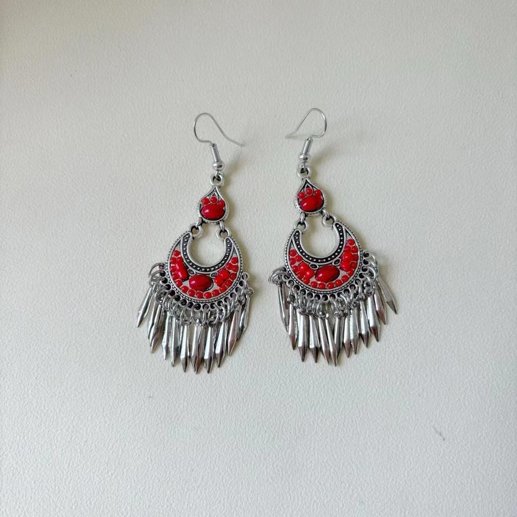 Ethnic Bohemian Long Tassel Earrings Vintage Beach Vacation Jewelry Retro Drop Dangle Ear Accessories For Women
