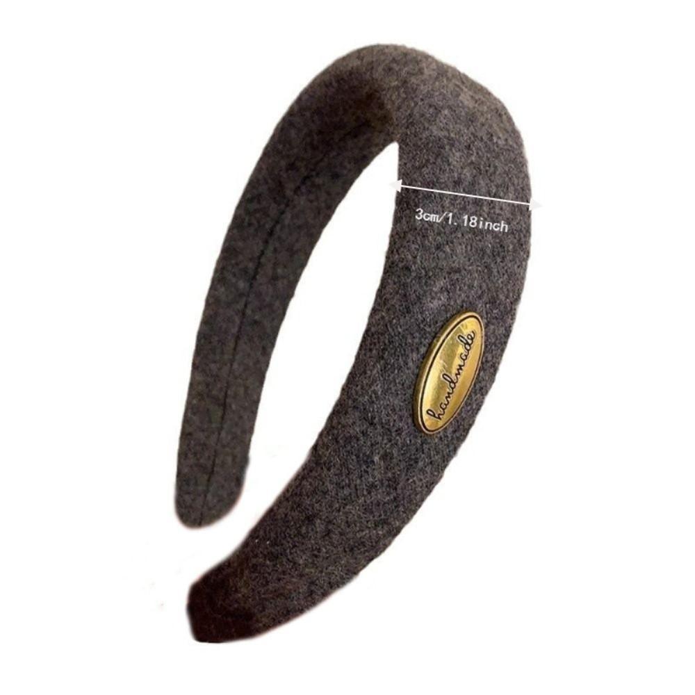 French Style Wool Felt Headband Wide Width Hair Hoops Headgear Elegant Woolen Hairband