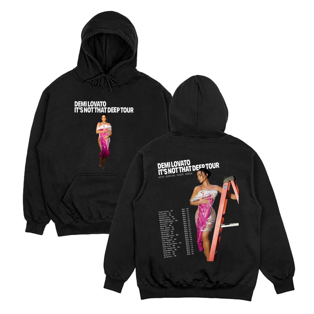 

Худи из коллекции Demi Lovato It s Not That Deep Tour Модные Женские Повседневные Универсальные Унисекс Пуловеры Свитшоты Y2K XS чёрный