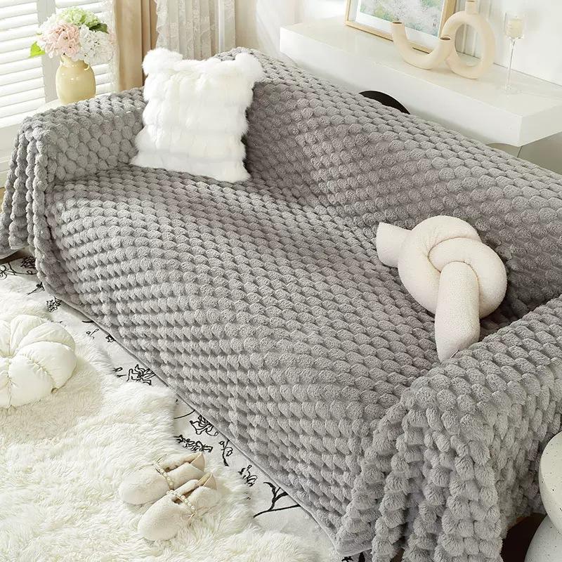 Sofa Cover Towel Thick Warm Rabbit Plush Non-Slip Sofa Cover All-Inclusive Universal Simple Sofa Cover Full Cover Blanket