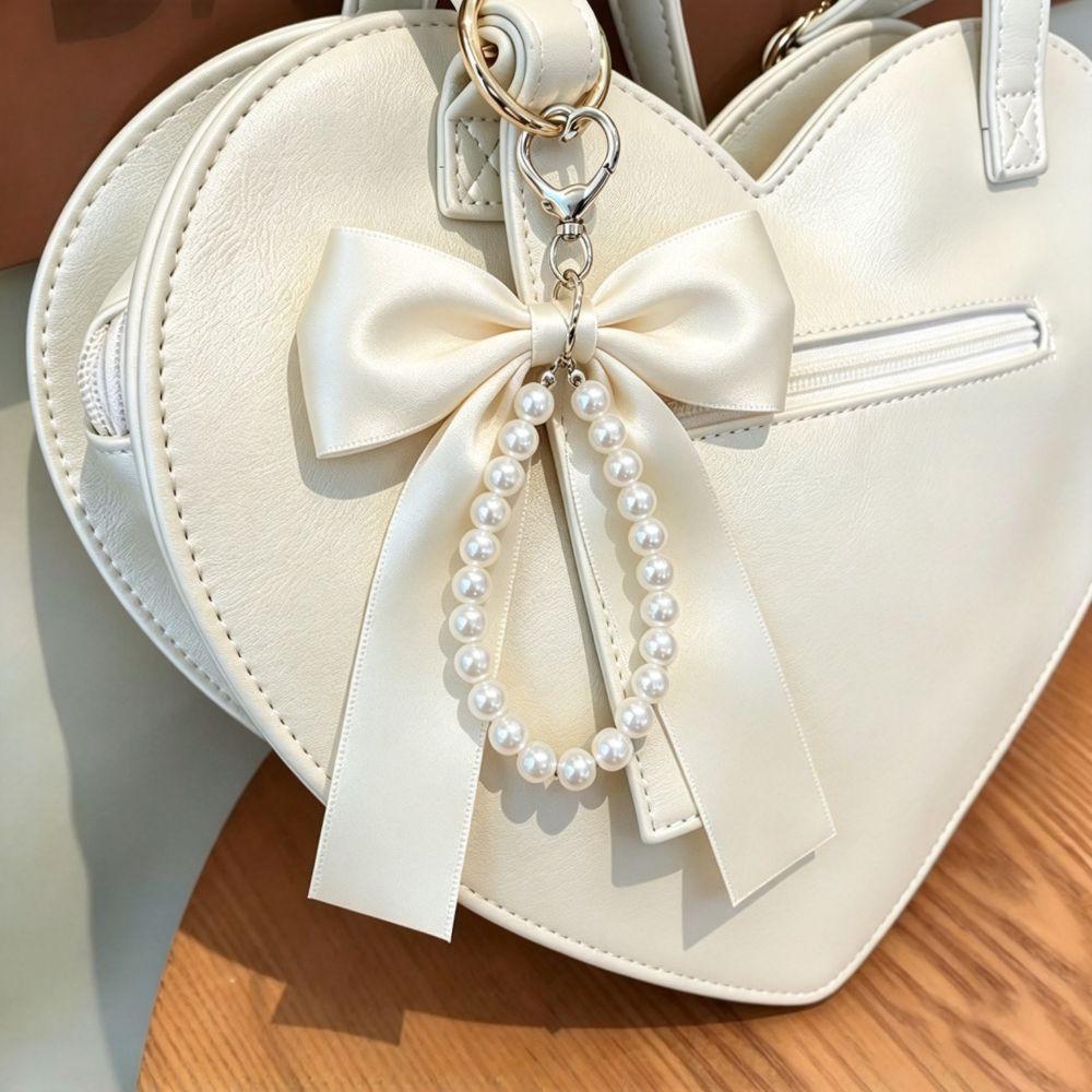 Simulation Pearl Bow Knot Keychain Key Ring Bag Charm Keychain Girly Decorative Keychain Gift Use
