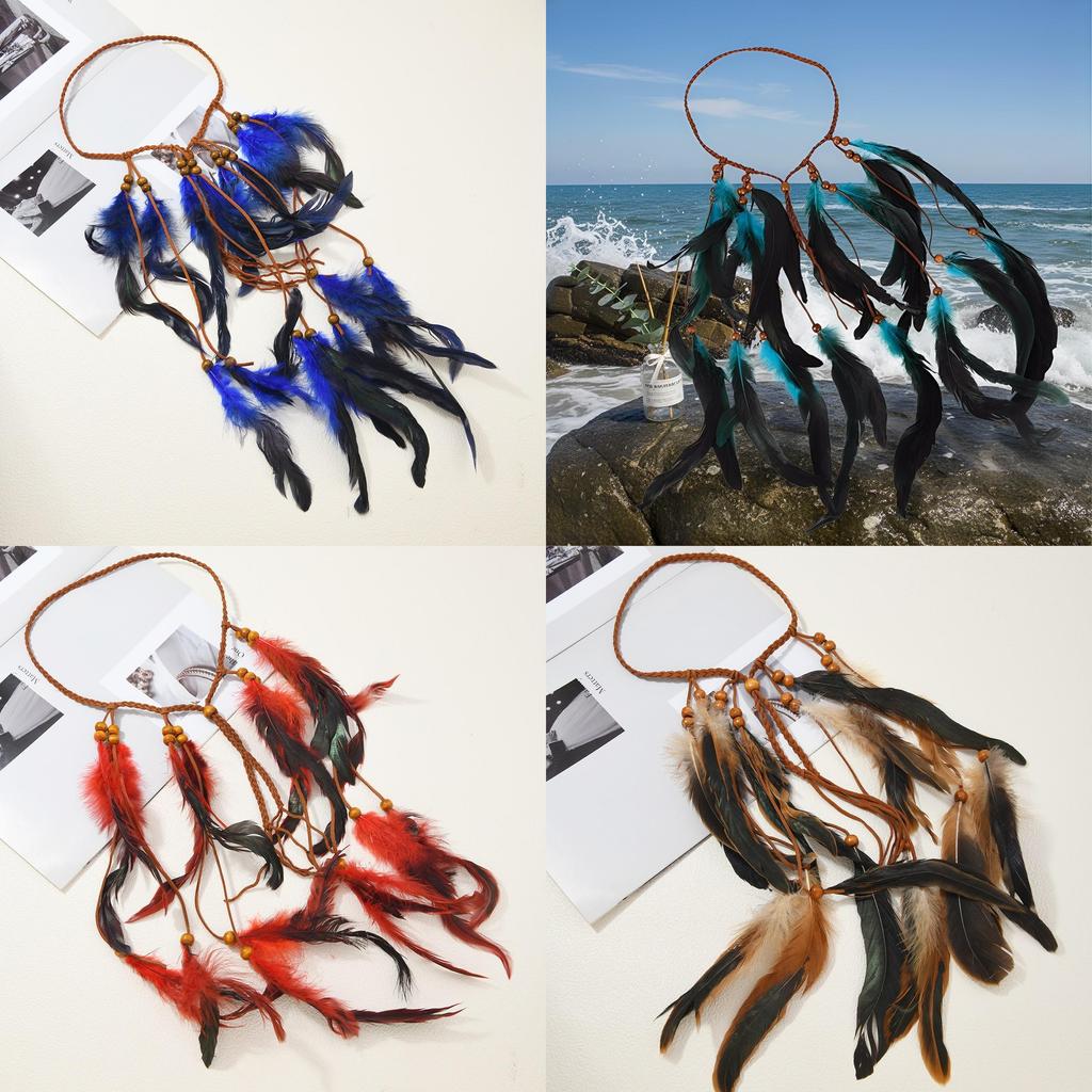 Feather Tassel Headband With Handcrafted Style For Travel And Vacation Decor