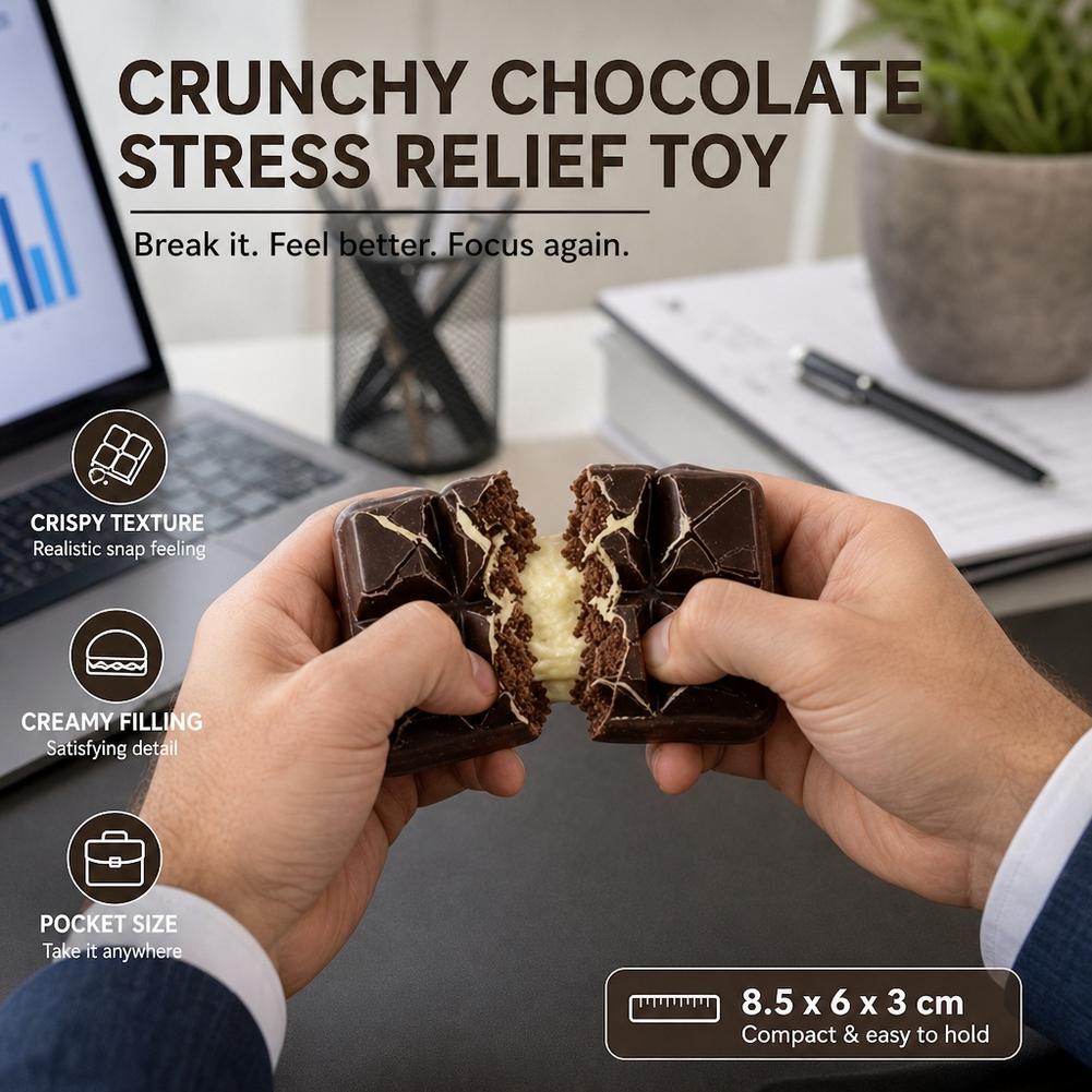 Crispy Chocolate Squishy Fidget Toy Irreversible Crunchy Squeeze Toy Realistic Chocolate Bar Stress Relief Sensory Toy