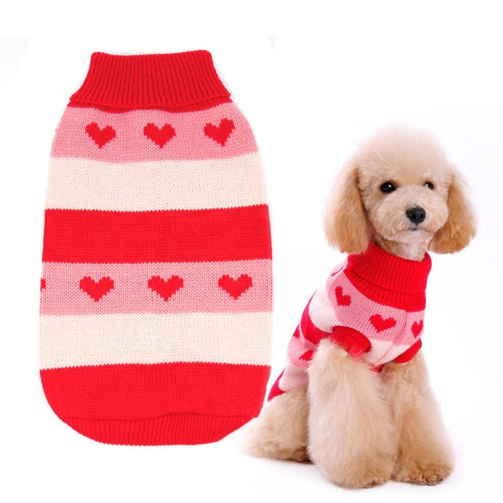 Cute Red Striped Acrylic Dog Sweaters Small Pet Jumper for Winter Season GorisPet