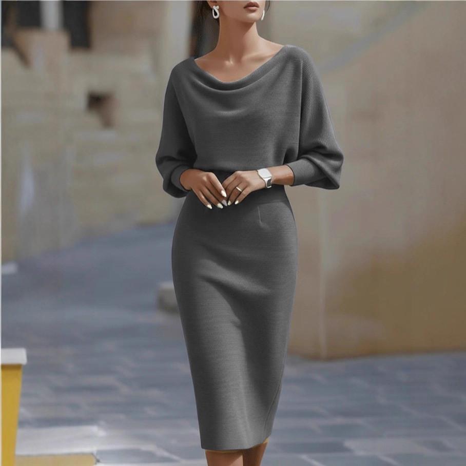 Dress 2025 Spring Knit Fabric Slim Fit Irregular Hem For Casual Wear