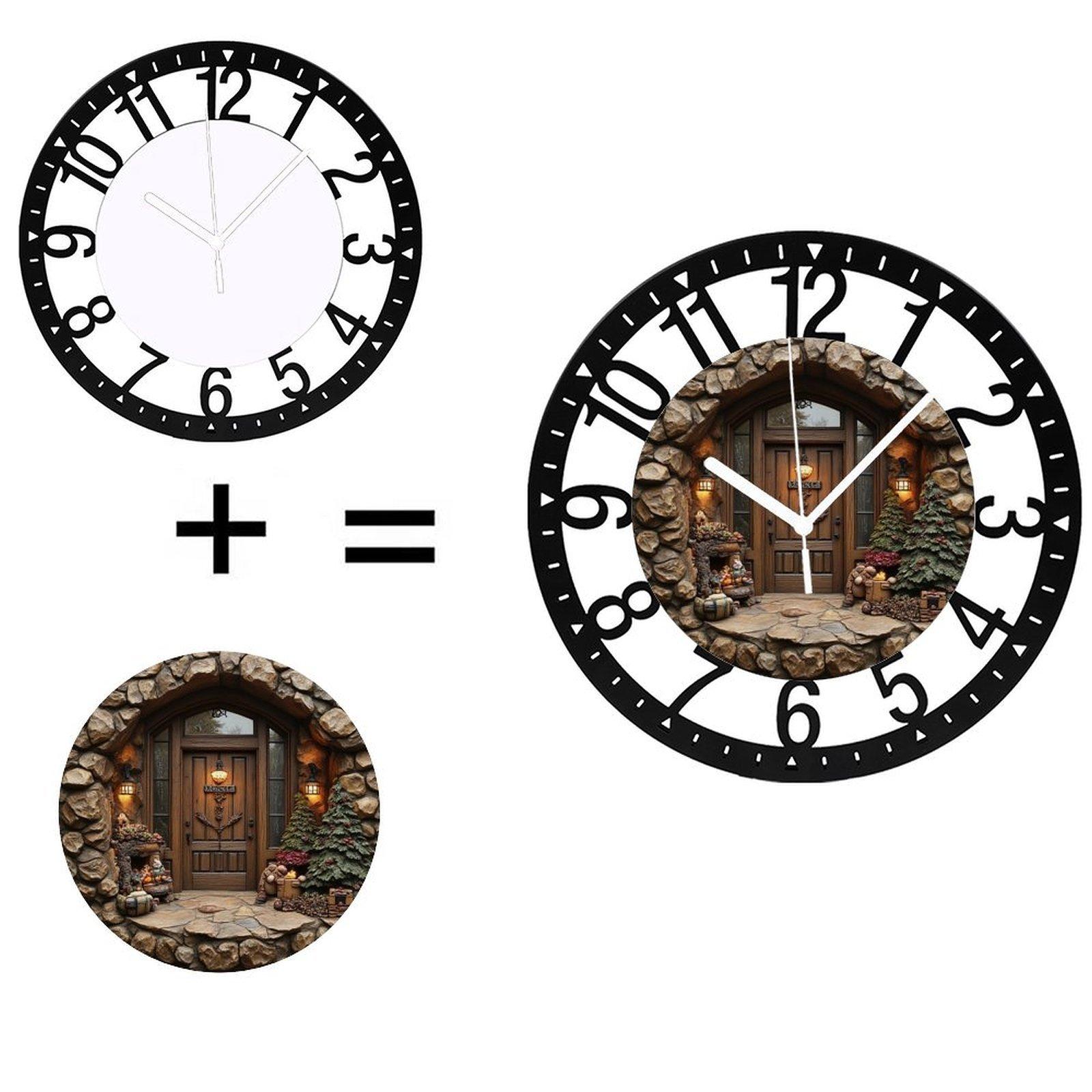 25cm Circular Iron Wall Clock with a Bicycle with Basket (Black,10 inch(25.40cm))