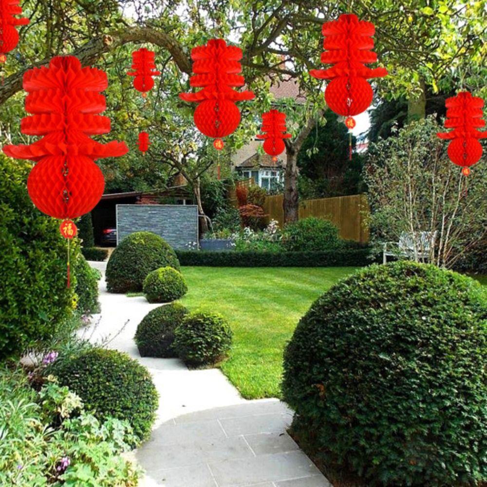 Foldable New Year Red Lanterns Traditional Spring Festival Pendant  Wedding Party