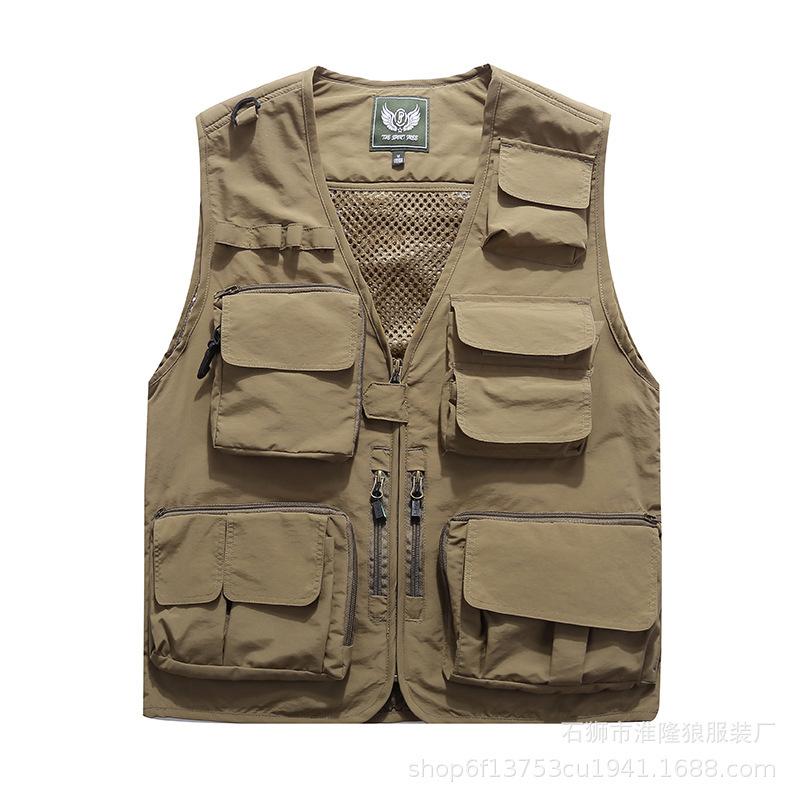 Spring and Autumn New Multi-Pocket Men's Vest Thin Trendy Breathable New Outdoor Mountaineering Waistcoat