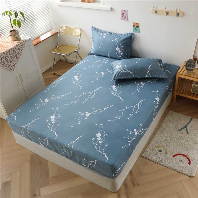 Home Textile Fashion Printed Fitted Sheet 1pcs Four Corner Elastic Band Bed Sheet Mattress Cover (Without Pillowcase)