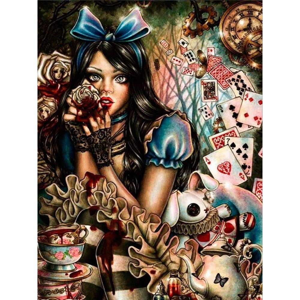 Alice In Wonderland 5D DIY Diamond Painting Mosaic Disney Cartoon Art Cross Stitch Embroidery Rhinestones Home Decor Kids Gift