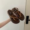 Niche retro design sense toe sandals women's 2025 summer new comfortable skirt thick-soled non-slip beach shoes