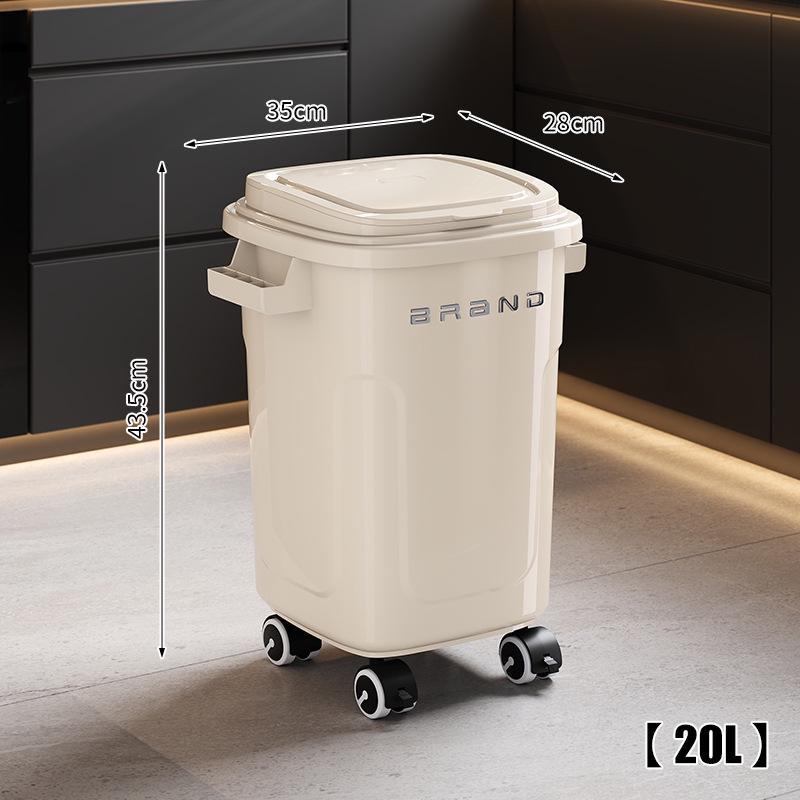 Large Mobile Industrial-Style Kitchen Trash Can with Wheels for Indoor/Outdoor Use