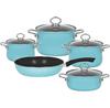 Nouvelle Crystal Blue Cookware Set, Enamelled, 5 Pieces (0558-37)