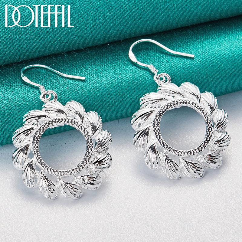 925 Sterling Silver Round Wind Wheel Pendant Earrings, Fashionable Jewelry