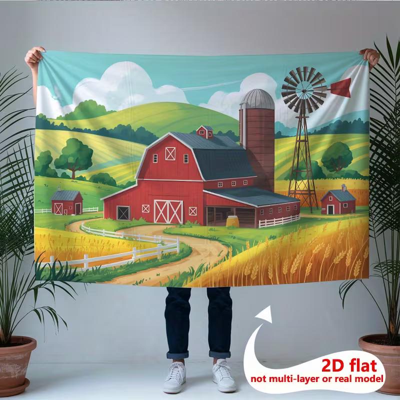 Countryside Farm Tapestry for Living Room, Bedroom and Rustic Home Decor