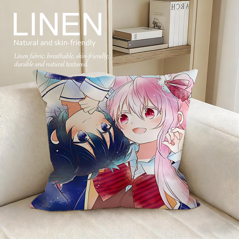 

Anime Happy Sugar Life Cushion Cover Pillowcase Set Pcs x x Breathable Washable Sofa Cushion Cover 30X30cm