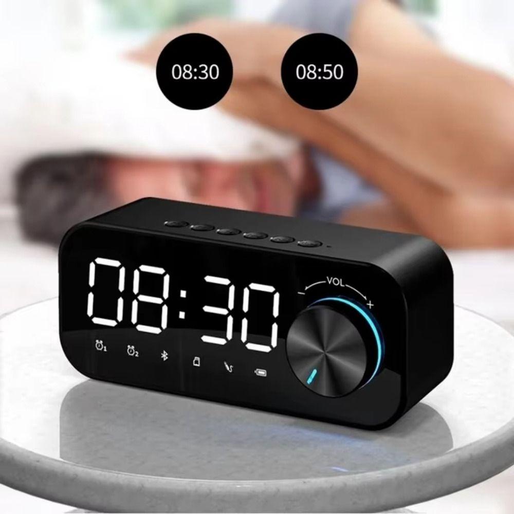 Small Size Mini Alarm Clock Portable Design 2 In1 Bluetooth Speakers Bluetooth Speaker  Alarm Clock