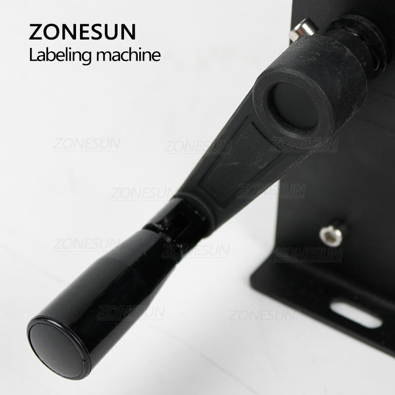 ZONESUN ZS-50W Manual Round Bottle Adhesive Sticker Label Applicator For Plastic Wine Bottle Packing Labeling Machine