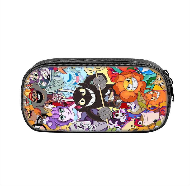 Cuphead Cartoon Pen Case Nylon Storage Pouch For Students And Kids