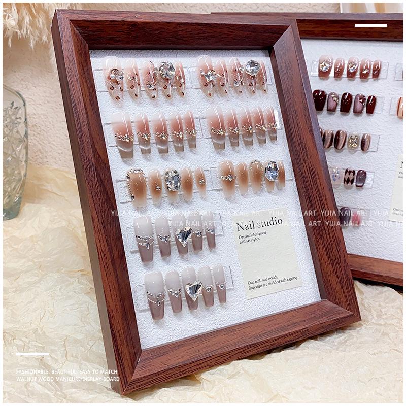 Vintage Walnut Manicure Display Board: Large Photo Prop for Salon